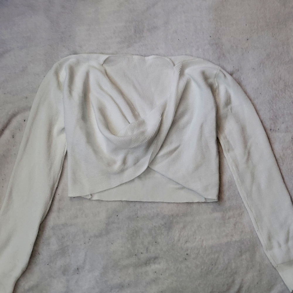 Shein white twist front sweater